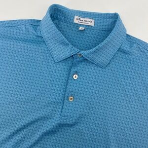 Peter Millar Polo Mens XL Blue Summer Comfort Deering Bay Geometric Golf Shirt